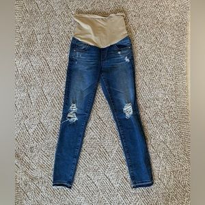 AG Maternity full panel raw hem skinny jeans
